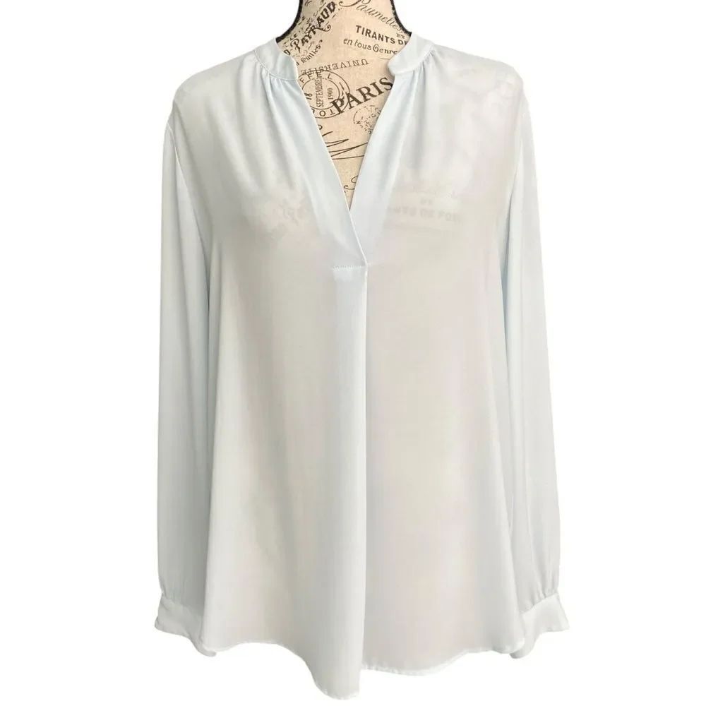 Loft Long Sleeve Sheer Blouse in Size Medium